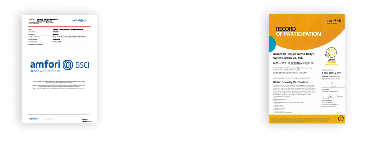 certifications & strict quality control in our factory